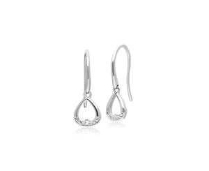 Classic Round Diamond Open Heart Shaped Drop Earrings in 9ct White Gold