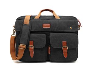 CoolBELL 17.3 Inch Convertible Messenger Bag Backpack-Canvas black