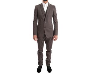 Dolce & Gabbana Beige Cotton Slim Fit Two Button Suit