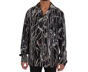 Dolce & Gabbana Black Bird Print Pajama Shirt