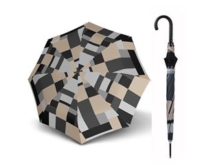 Doppler Fiber Long Automatic Mosaic Umbrella Taupe