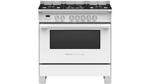 Fisher & Paykel 900mm Freestanding Dual Fuel Cooker with Full Extension Sliding Shelves - White