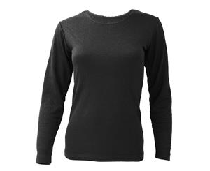 Floso Ladies/Womens Thermal Underwear Long Sleeve T-Shirt/Top (Standard Range) (Black) - THERM129