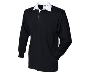 Front Row Kids Unisex Long Sleeve Plain Rugby Sports Polo Shirt (Pack Of 2) (Black) - RW6681