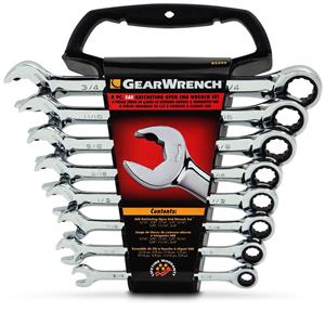 GEARWRENCH 8 Pc SAE Open End Ratcheting Spanner Set