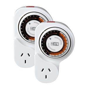 HPM 24hr Analog Timer with Offset Double Pole - Twin Pack