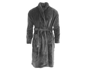 Harvey James Mens Supersoft Dressing Gown/Robe (Grey) - N1057