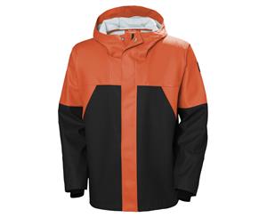 Helly Hansen Mens Storm Waterproof Rain Workwear Jacket - Dark Orange/Black