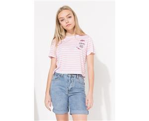 Hype Disney Pink Cheshire Cat Pocket Kids Girls Crop T-Shirt - Multi