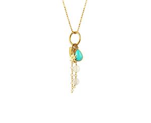 Johnny Was Logan Hollowell 18K Plated Turquoise Charm Necklace