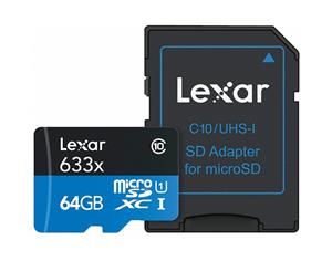 Lexar High Performance 633x 64GB microSDXC UHS-I Card - Upto 95MB/s U3 C10 V30 LSDMI64GBBAP633A