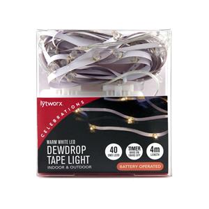 Lytworx Battery Operated Dewdrop Tape Light - Warm White