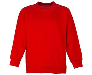 Maddins Childrens Unisex Coloursure Curved Raglan Plain Sweatshirt / Schoolwear (Red) - RW851