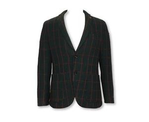 Men's Massimo Rebecchi Unstructured Jacket In Green/Red Windowpane