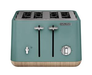 Morphy Richards 240010 Scandi Teal Aspect 4 Slice Toaster w/ Wooden Trim