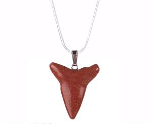 Patterned Shark Tooth Necklace With Sterling Silver Chain Maroon