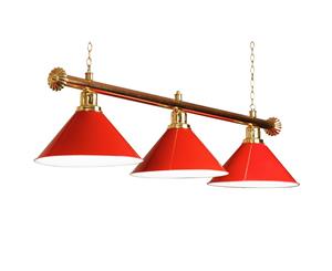 Premium Gold Rail with Red Heavy Duty Shades Pool Table Light