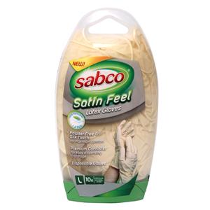 Sabco Large Satin Feel Latex Gloves With Dispenser - 10 Pack
