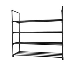 Shoe Rack with 4 Shelves Metal and Plastic Black Footwear Storage Stand