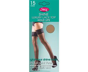 Silky Womens/Ladies Shine Lace Top Hold Ups (1 Pair) (Melon) - LW256