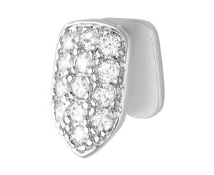 Single 10x7mm Bling Mold Tooth Grill - Cubic Zirconia silver - Silver