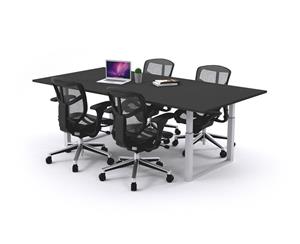 Sit-Stand Meeting Table Electric Height Adjustable Stand-up - White Frame - standard black