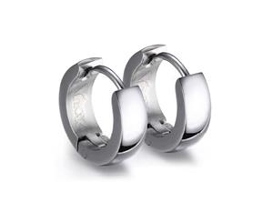 Stainless Steel Silver Mens Hoop Earrings