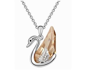 Swarovski Crystal Elements - GOLD Swan Design Necklace - Platinum Plate - Valentine's Day Gift Idea