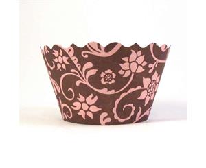 Swift Hannah Pink & Brown Cupcake Wrapper by Bella Cupcake Couture Pack of 12