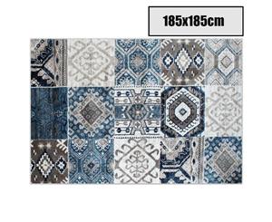 185x185cm Square Blue Cream Multi Vita Vintage-Style Floor Area Soft Rug Carpet