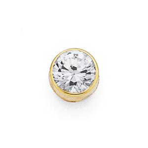 9ct Gold Cubic Zirconia Gents Round Single Stud Earring