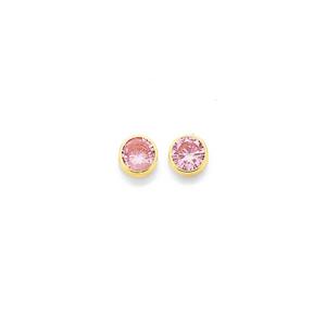 9ct Gold Kids Pink Cubic Zirconia Stud Earrings