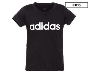 Adidas Girls' Linear Tee / T-Shirt / Tshirt - Black/White