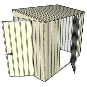Build-A-Shed 1.2 x 2.3 x 2.0m Zinc Tunnel Shed Tunnel Hinged Door with 1 Hinged Side Door - Cream