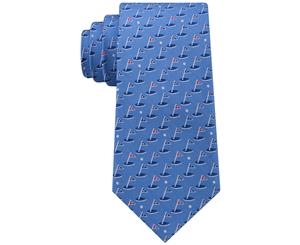 CLUB ROOM Blue 18 Holes Novelty Print Men's Slim Silk Woven Necktie