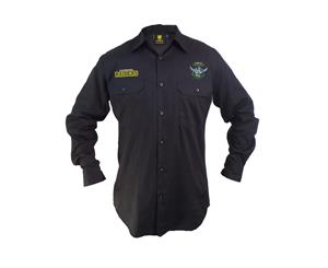 Canberra Raiders NRL LONG Sleeve Button Work Shirt BLACK