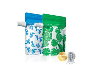 Cherub Baby - On the Go Baby Food Pouches  Toucan Blue & Rainforest Green Special Edition 10 pack