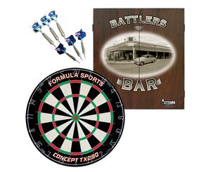 Dart Board and Cabinet Set Battlers Bar + TX290 + Darts