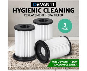 Devanti Handheld Vacuum Cleaner Cordless Stick Handstick Bagless Vac 150W Replacement Filter - 3 Pack