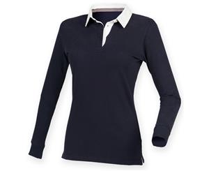 Front Row Womens/Ladies Premium Long Sleeve Rugby Shirt/Top (Navy) - RW4170