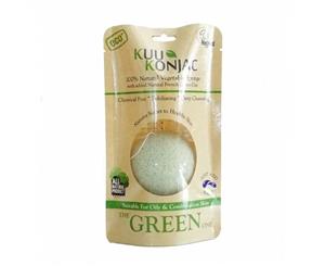 KUU Konjac Green Clay Sponge - for Oily and Combination Skin Types