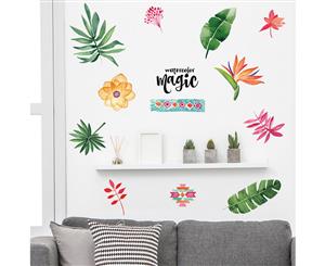 Leaves Flowers Decals Wall Sticker (Size 70cm x 50cm)
