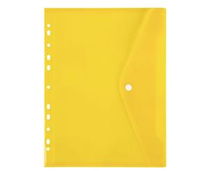 Marbig A4 Binder Wallet Pocket with Button Closure for 2/3/4 Ring Binder Yellow