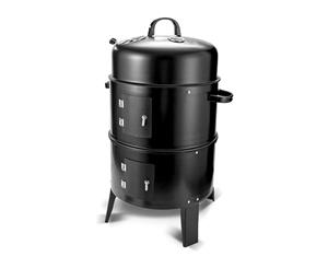 New 3In1 Portable Charcoal Vertical Smoker Bbq Roaster Grill Steel Water Steamer