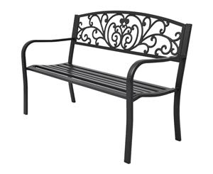 Outdoor Bench Vintage Cast Iron Black Garden Patio Park Chair Seat