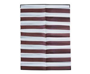 RECYCLED Plastic Outdoor Rug | STRIPES Design Rectangle in Brown & White