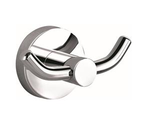 Round Chrome Solid Brass Double Robe Hook Wall Mounted