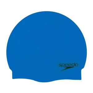 Speedo Plain Moulded Silicone Swim Cap Neon Blue