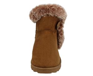 Spot On Girls Fur Trim/Lined Ankle Boots (Tan) - KM710