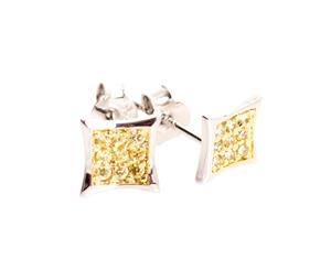 Sterling 925 Silver MICRO PAVE Earrings - ICE gold 8mm - Silver